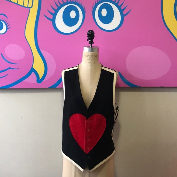 Moschino Cheap Chic Red Black Wool Heart Vest